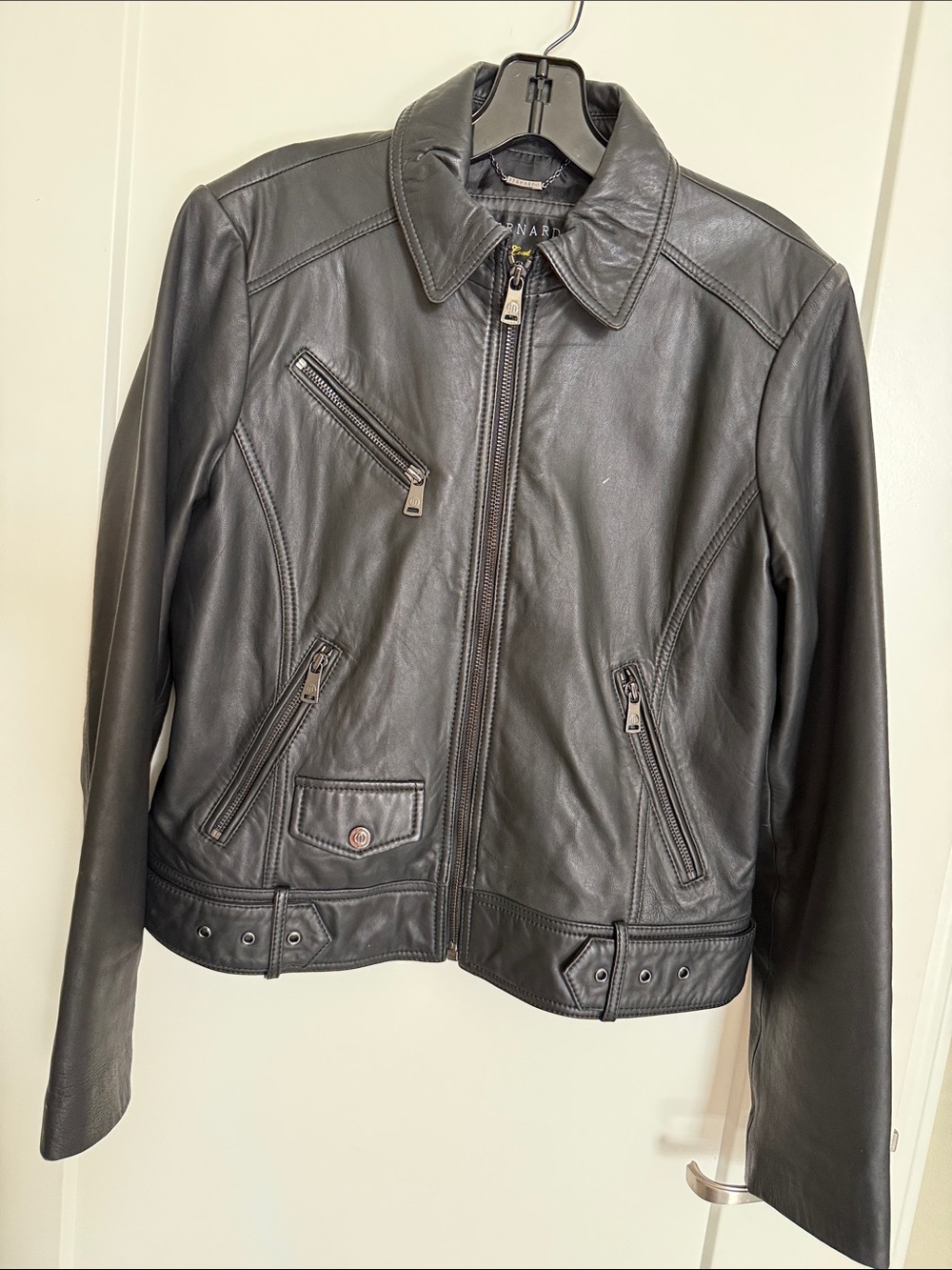 Bernardo Leather Moto Jacket black size M